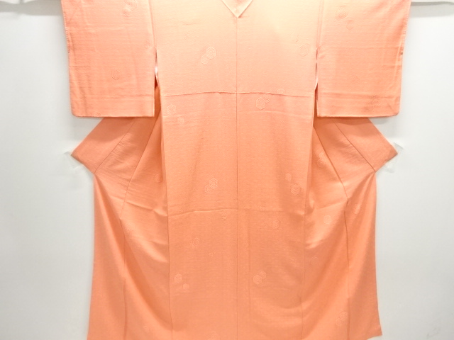 華紋亀甲模様織り出し一つ紋色無地着物